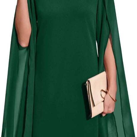 Women's Chiffon Cape Sleeve Shift Cocktail Dress