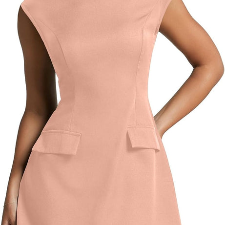 Women's Sleeve Mock Neck A Line Mini Dress