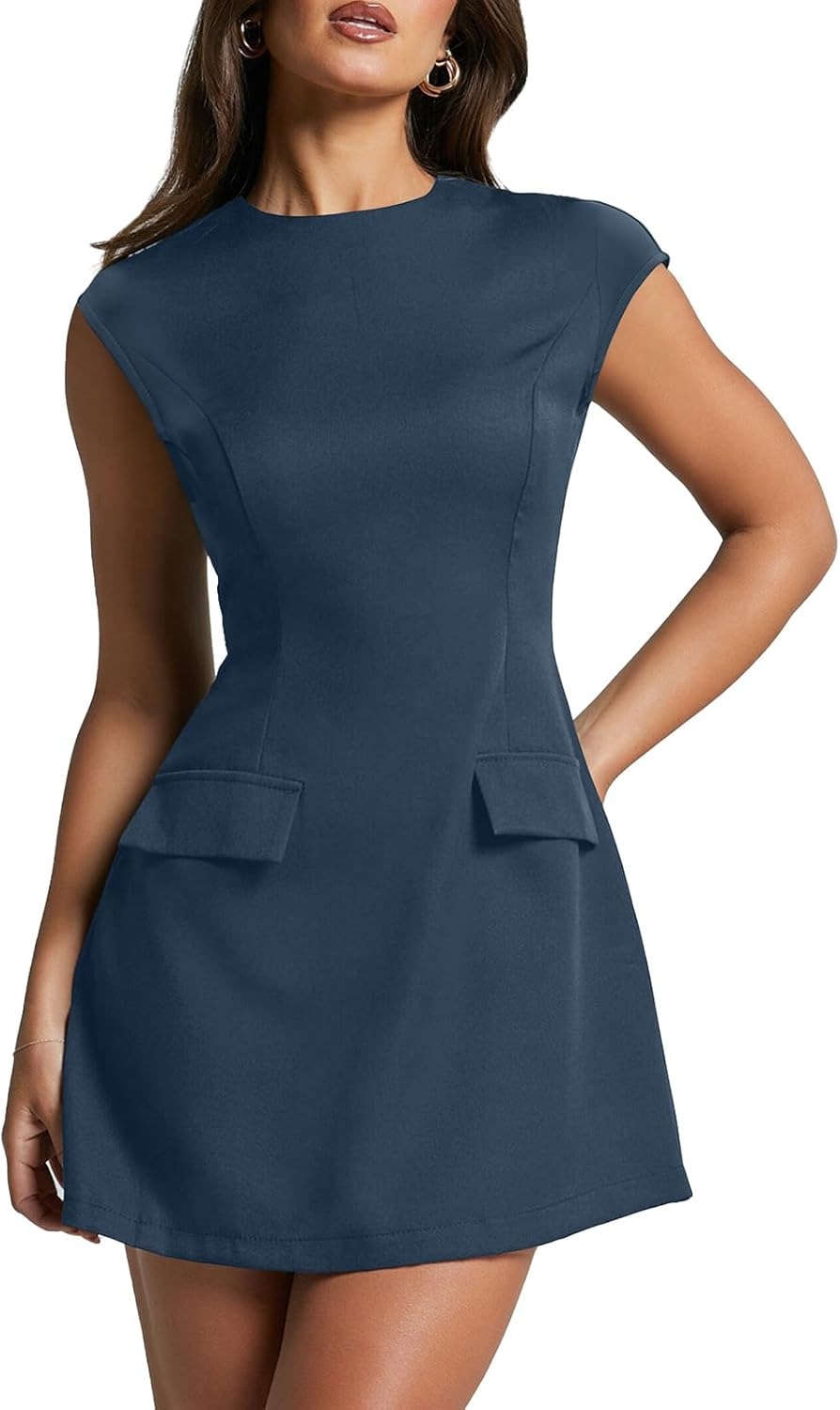 Women's Sleeve Mock Neck A Line Mini Dress