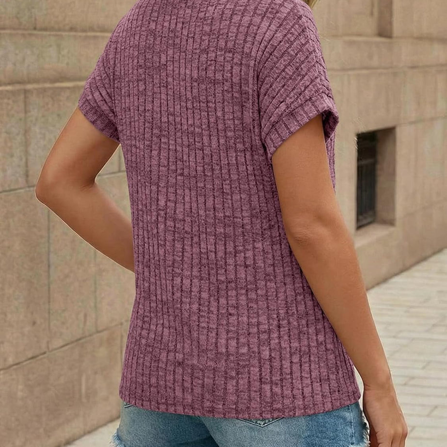Women's Lace Trim Crochet Short Sleeve Loose Blouse