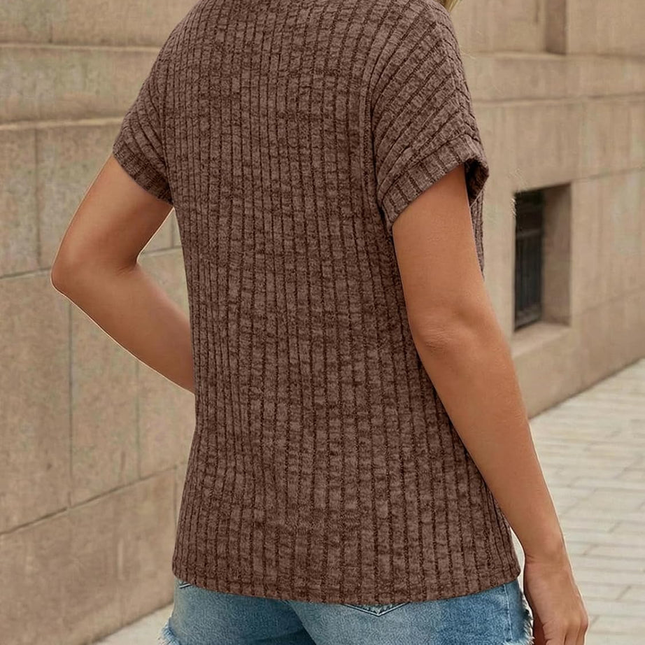 Women's Lace Trim Crochet Short Sleeve Loose Blouse