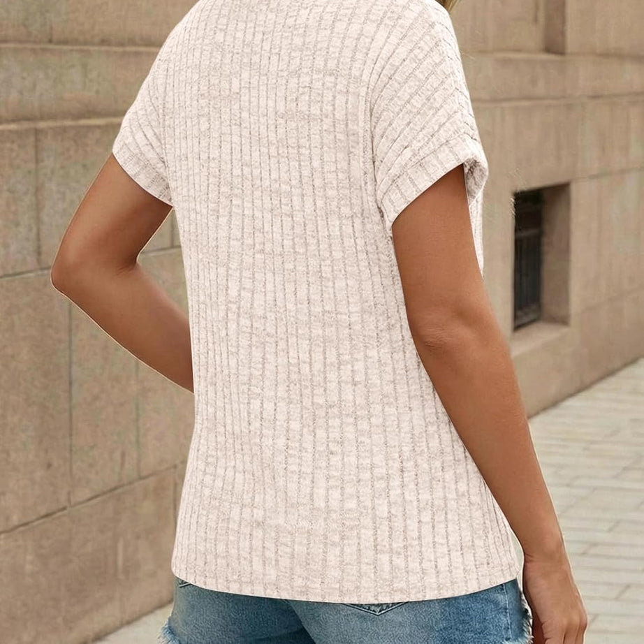 Women's Lace Trim Crochet Short Sleeve Loose Blouse