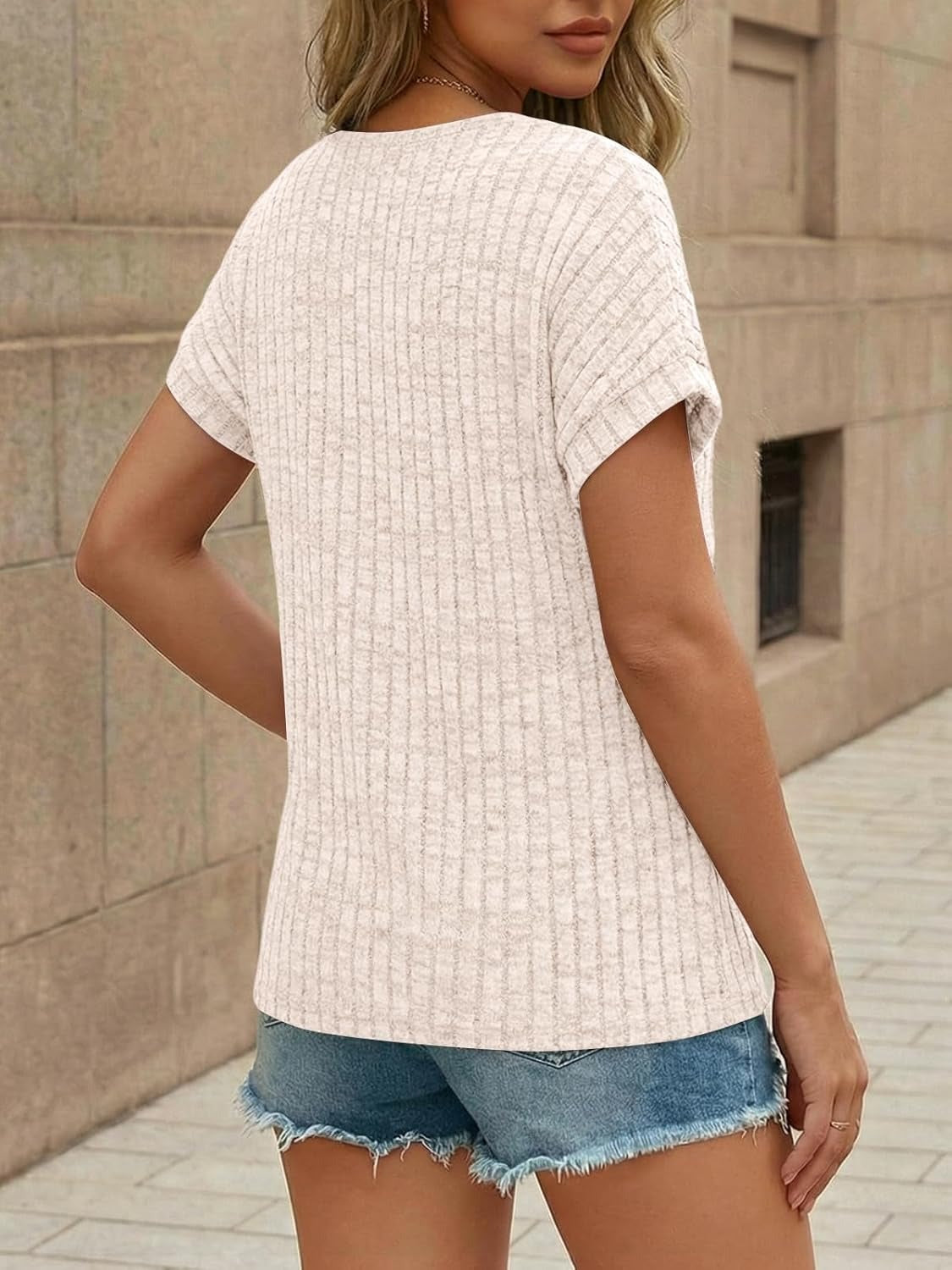 Women's Lace Trim Crochet Short Sleeve Loose Blouse
