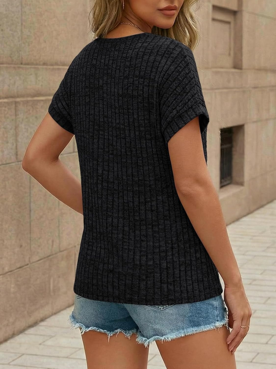 Women's Lace Trim Crochet Short Sleeve Loose Blouse