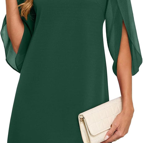 Women's Flutter Sleeve Chiffon Dress