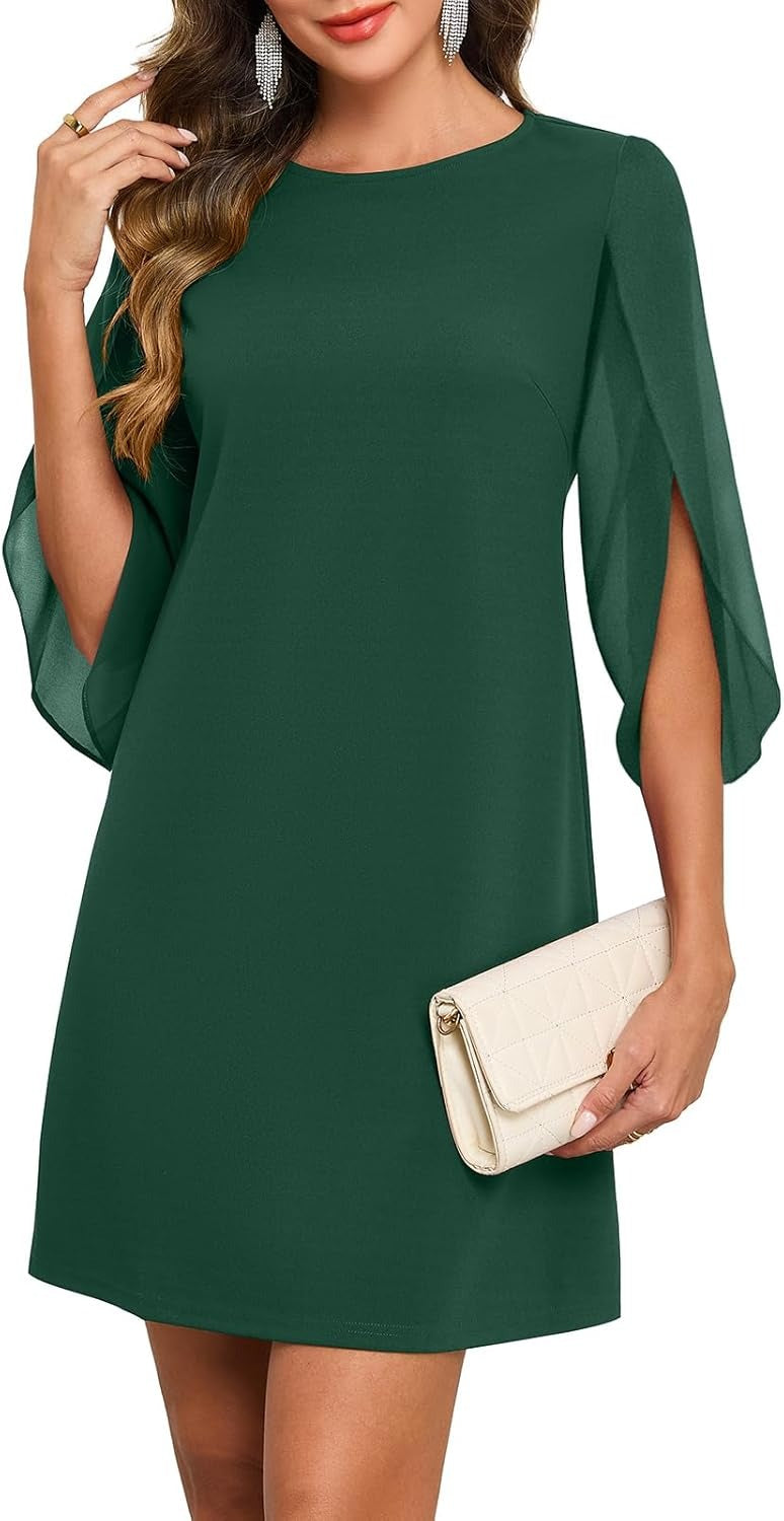 Women's Flutter Sleeve Chiffon Dress
