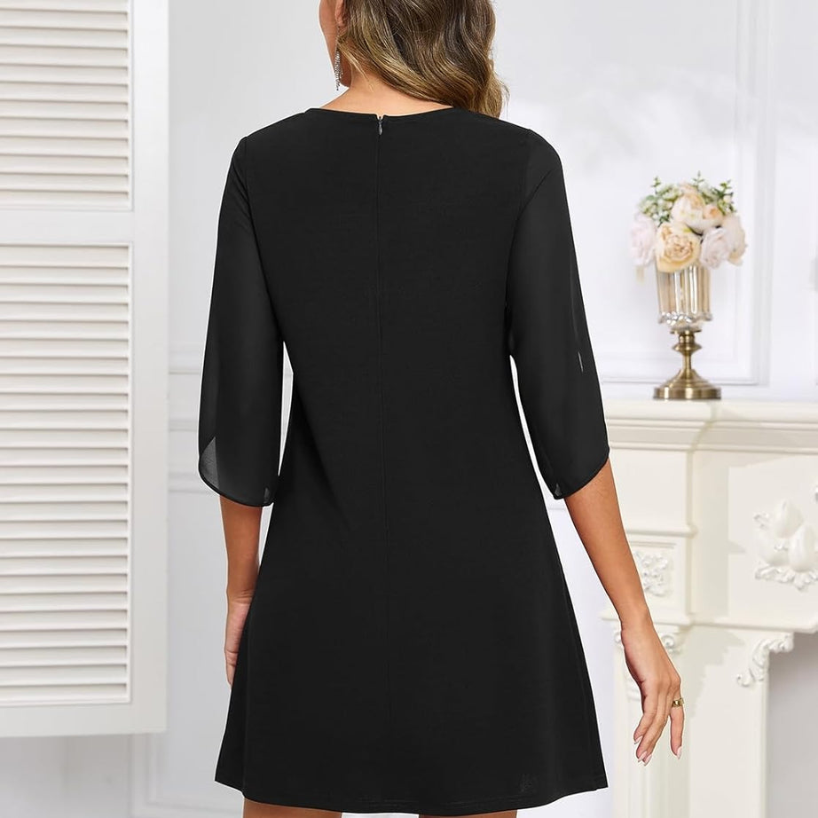Women's Flutter Sleeve Chiffon Dress