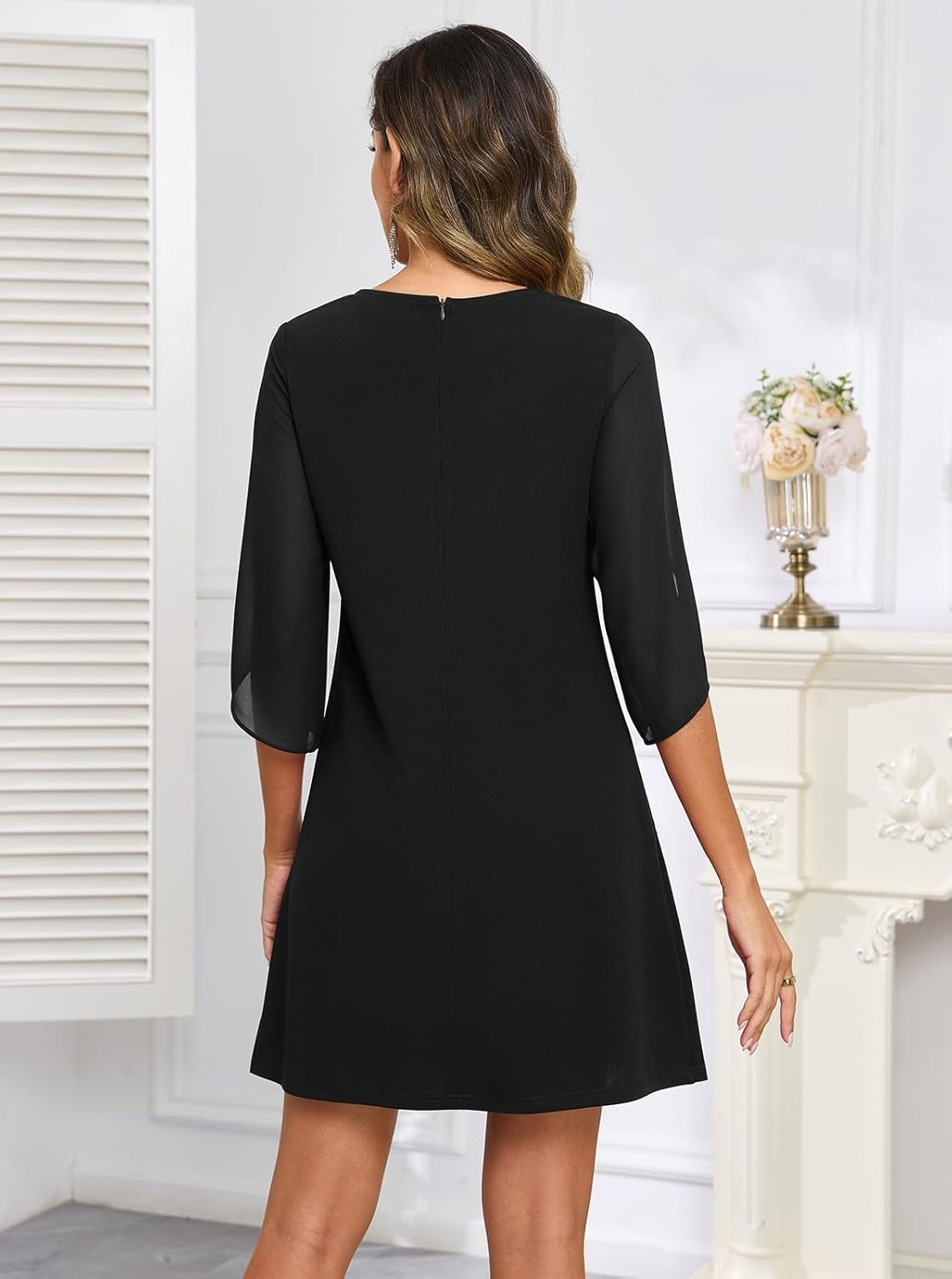 Women's Flutter Sleeve Chiffon Dress