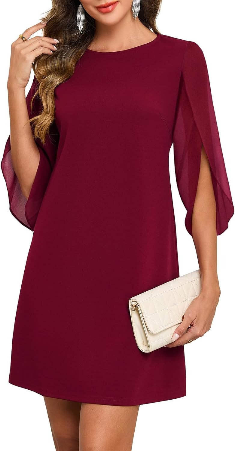 Women's Flutter Sleeve Chiffon Dress
