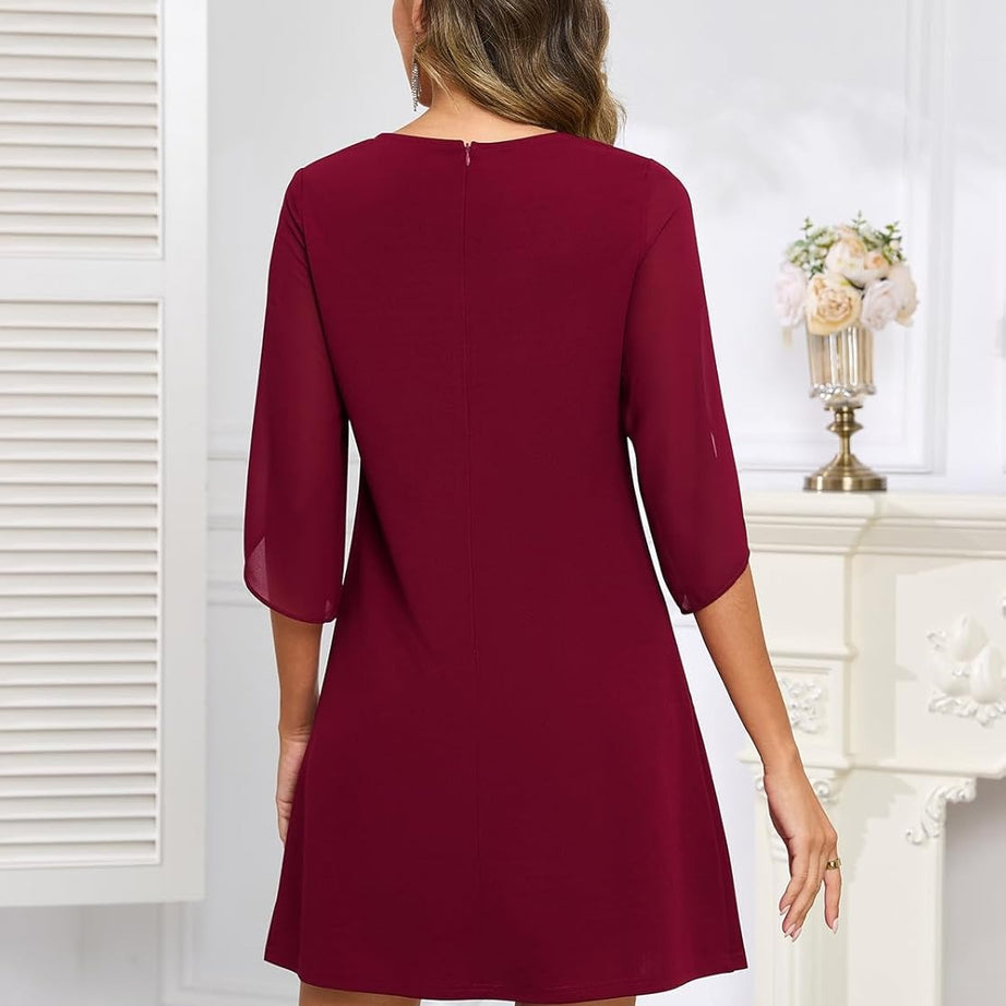 Women's Flutter Sleeve Chiffon Dress