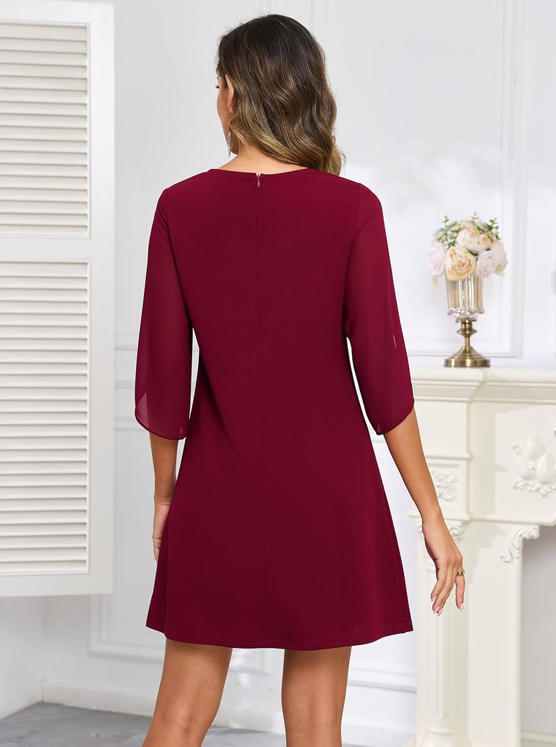 Women's Flutter Sleeve Chiffon Dress