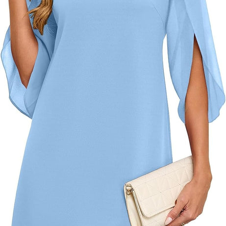 Women's Flutter Sleeve Chiffon Dress