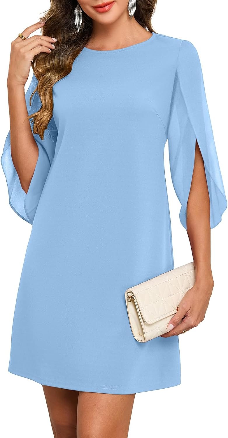 Women's Flutter Sleeve Chiffon Dress