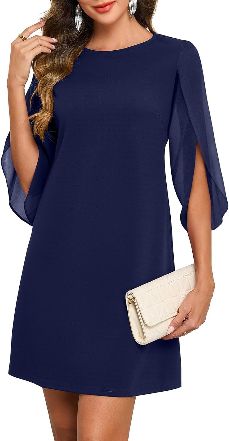 Women's Flutter Sleeve Chiffon Dress