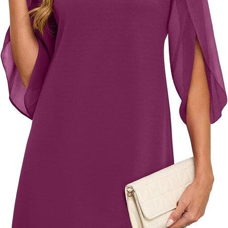 Women's Flutter Sleeve Chiffon Dress