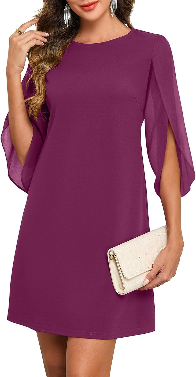 Women's Flutter Sleeve Chiffon Dress