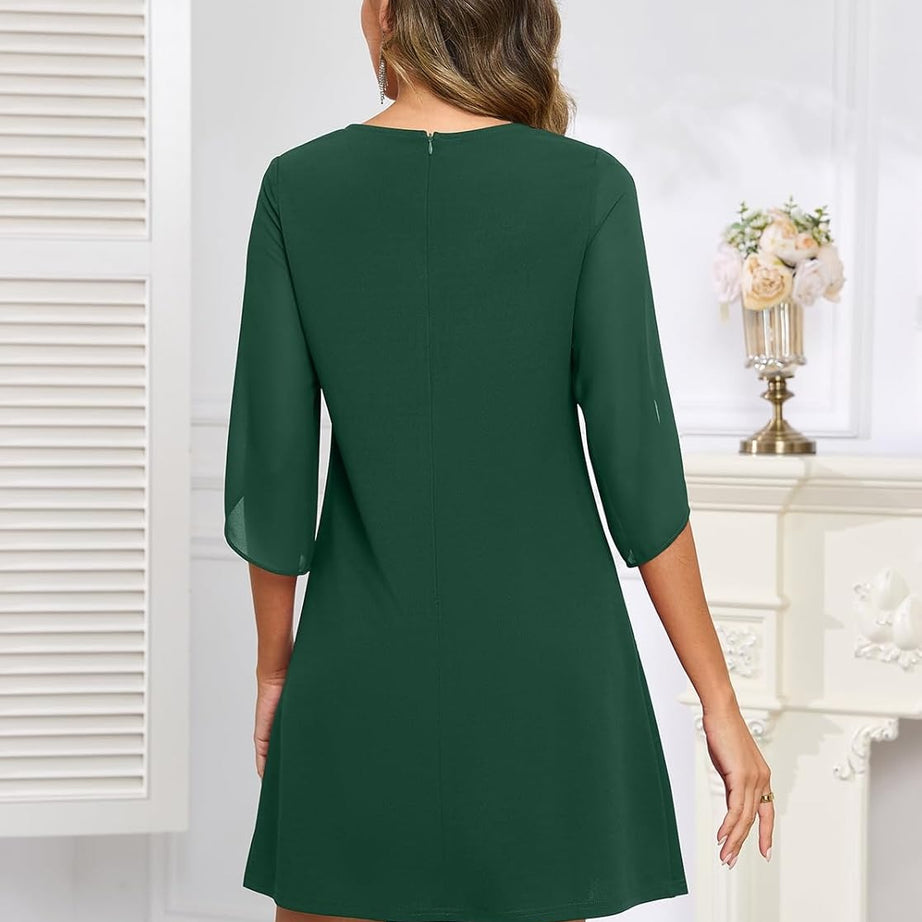 Women's Flutter Sleeve Chiffon Dress