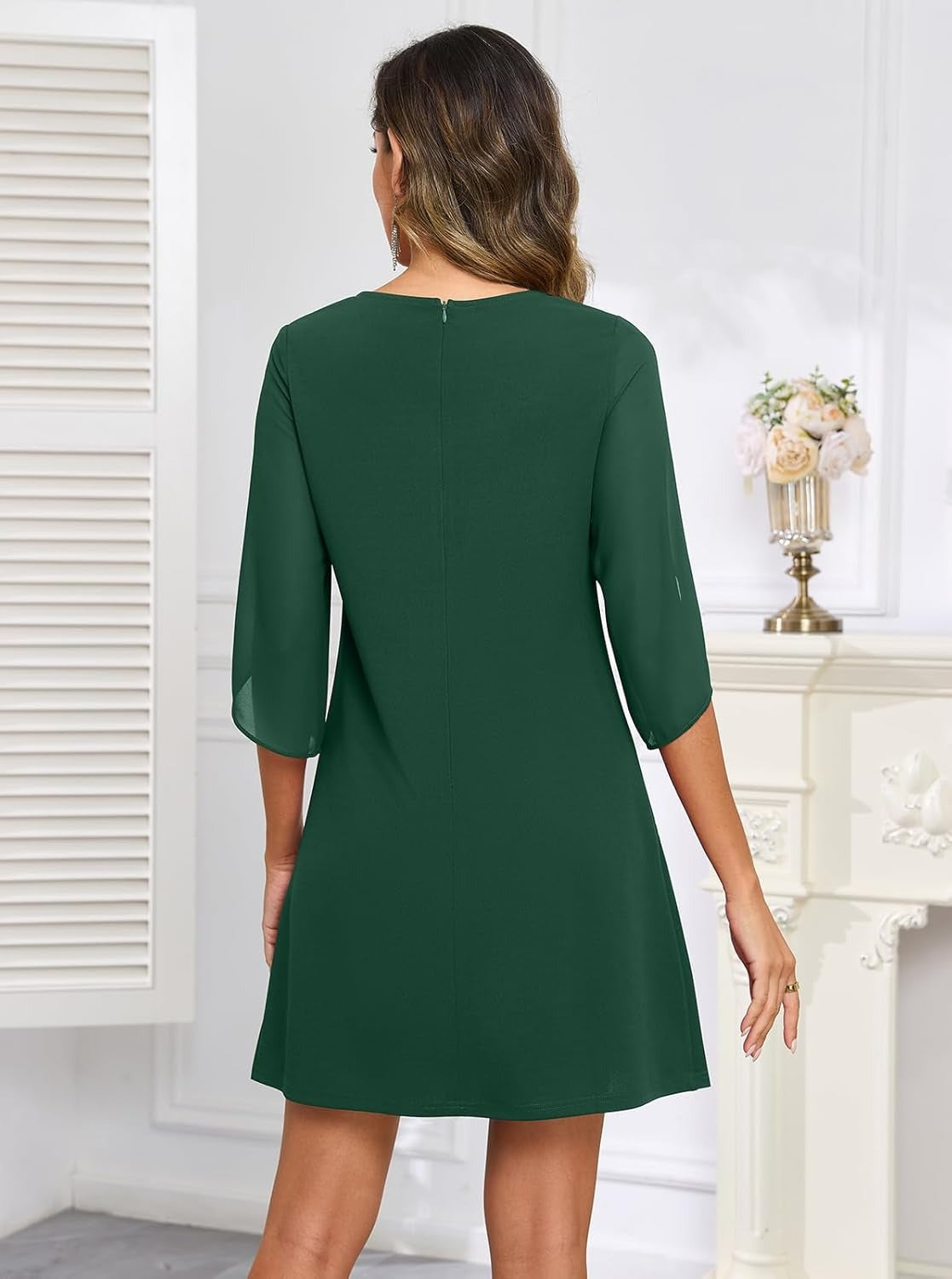 Women's Flutter Sleeve Chiffon Dress