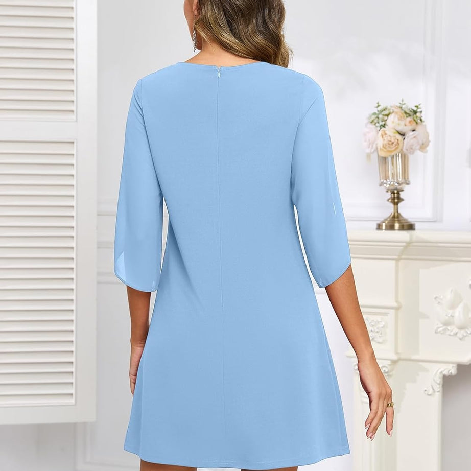 Women's Flutter Sleeve Chiffon Dress