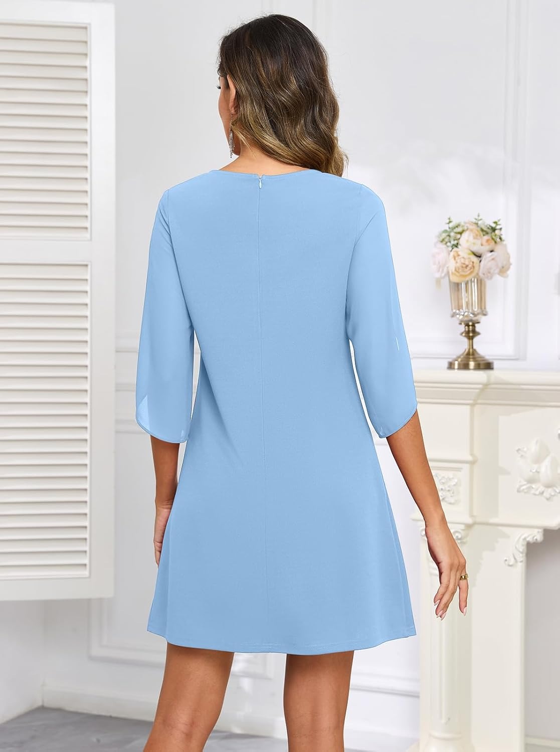 Women's Flutter Sleeve Chiffon Dress