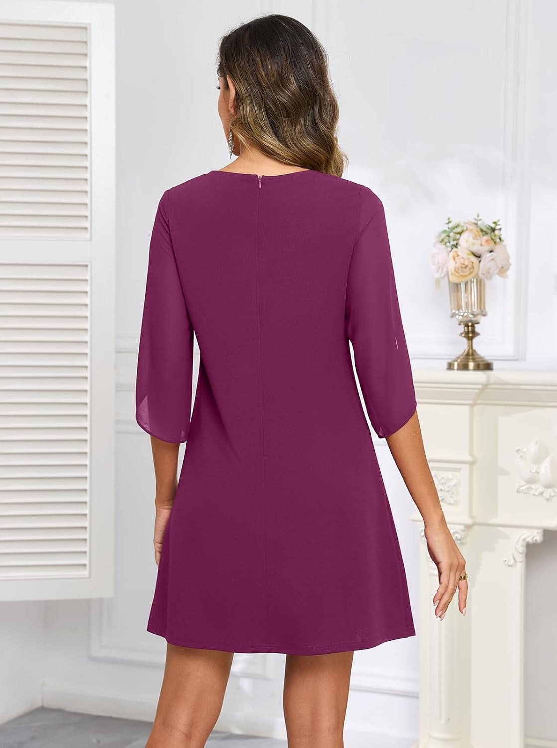 Women's Flutter Sleeve Chiffon Dress
