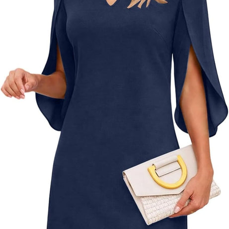 V Neck Flutter Sleeve Chiffon Wedding Guest Dress