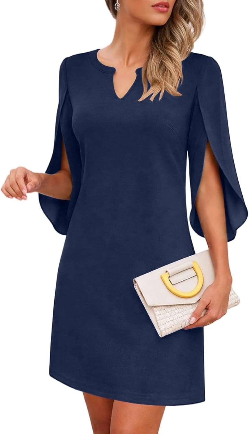 V Neck Flutter Sleeve Chiffon Wedding Guest Dress