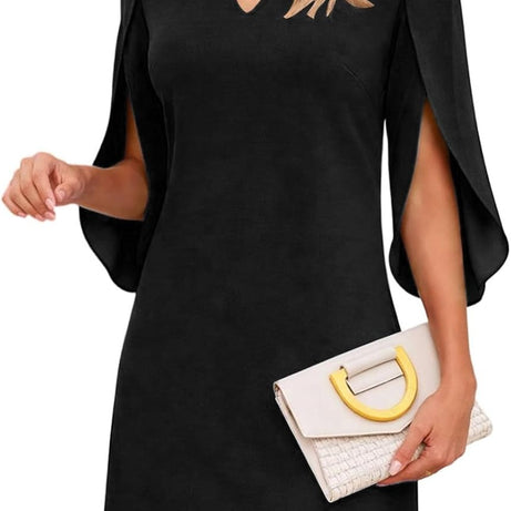 V Neck Flutter Sleeve Chiffon Wedding Guest Dress