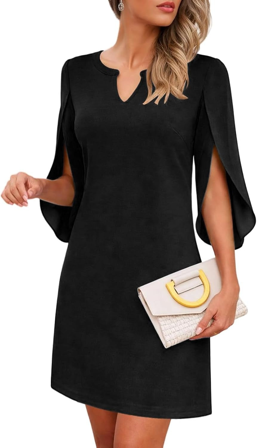 V Neck Flutter Sleeve Chiffon Wedding Guest Dress