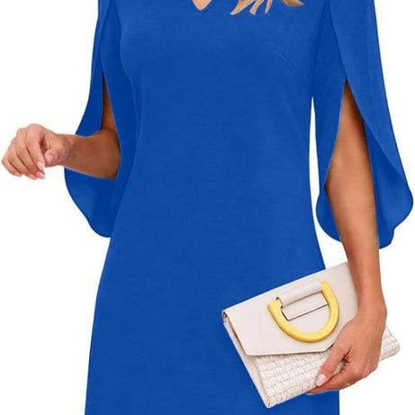 V Neck Flutter Sleeve Chiffon Wedding Guest Dress