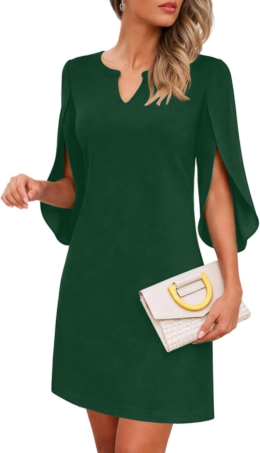 V Neck Flutter Sleeve Chiffon Wedding Guest Dress