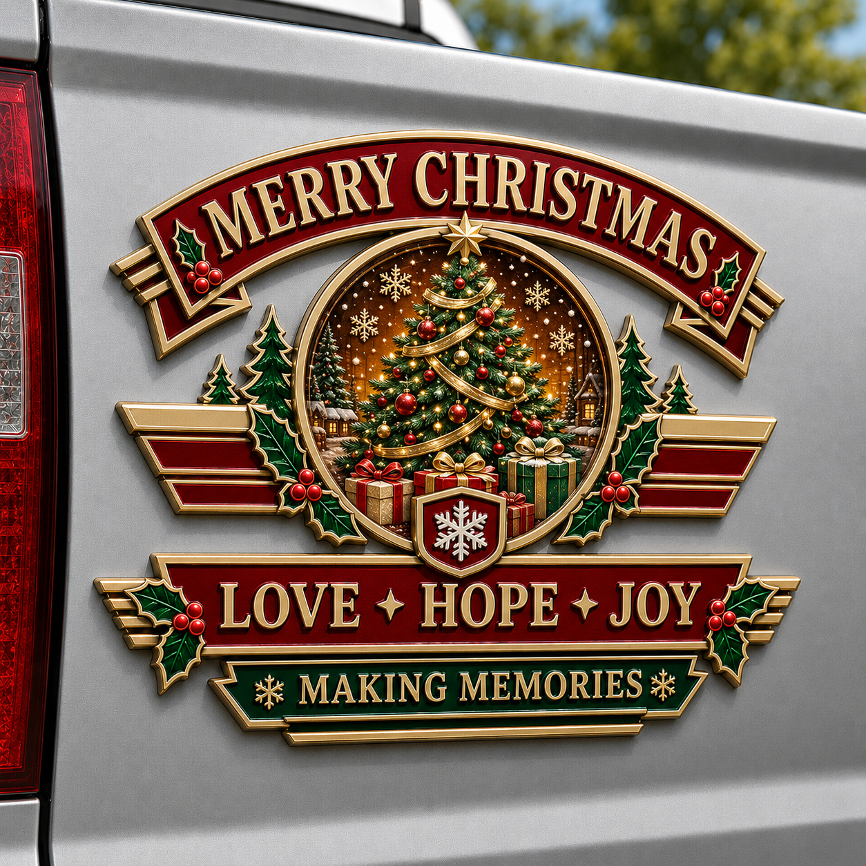 Christmas Vintage Metal Car Emblem