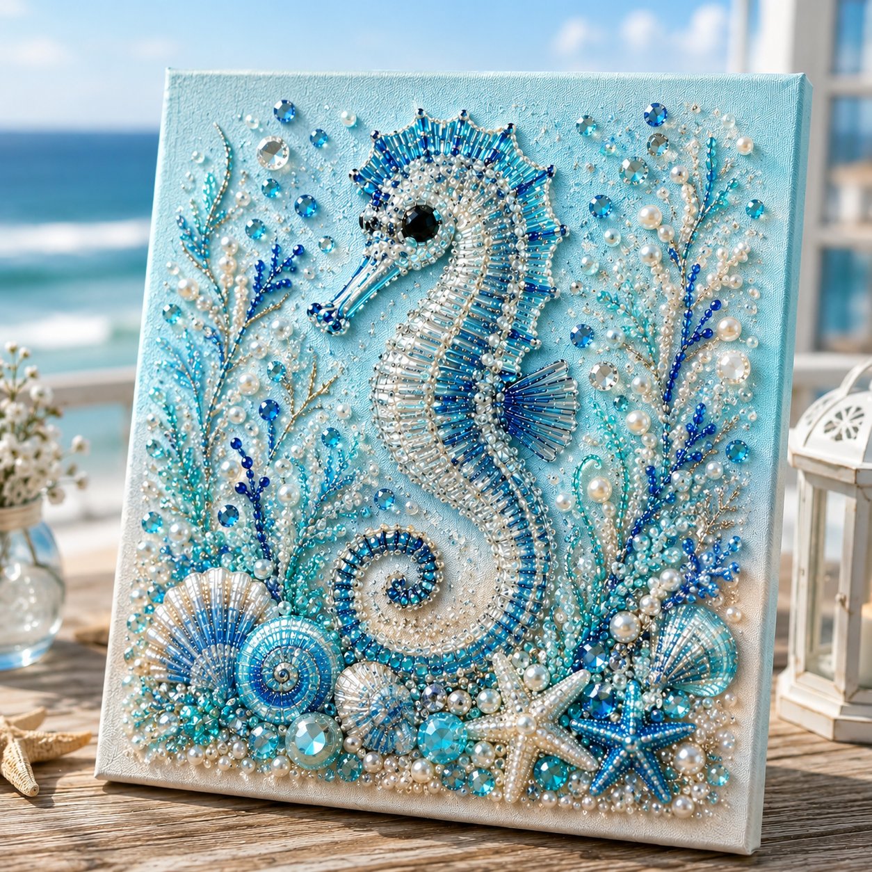Ocean Theme Pearl Art DIY Kit – Relaxing DIY Craft to Create Stunning Coastal Artwork