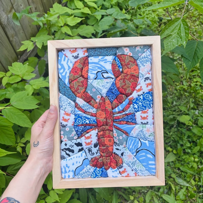 Quilt Fabric Artwork, Textured Stitched Wall Hanging