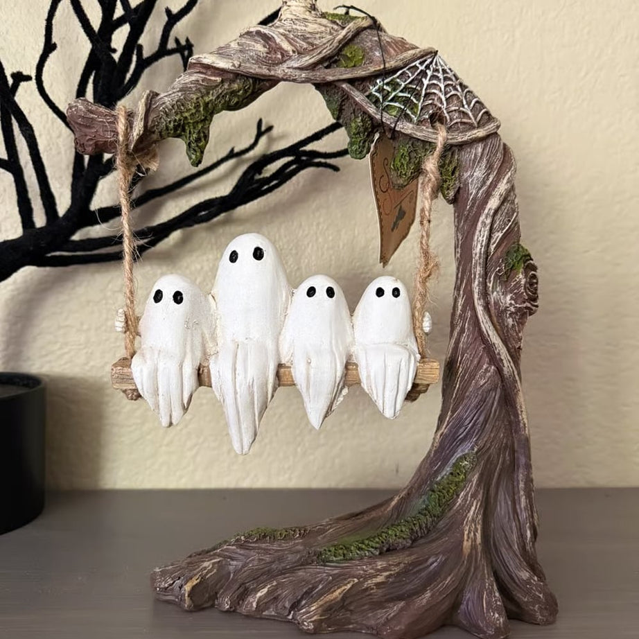 Swinging Ghost on Tree Halloween Decor