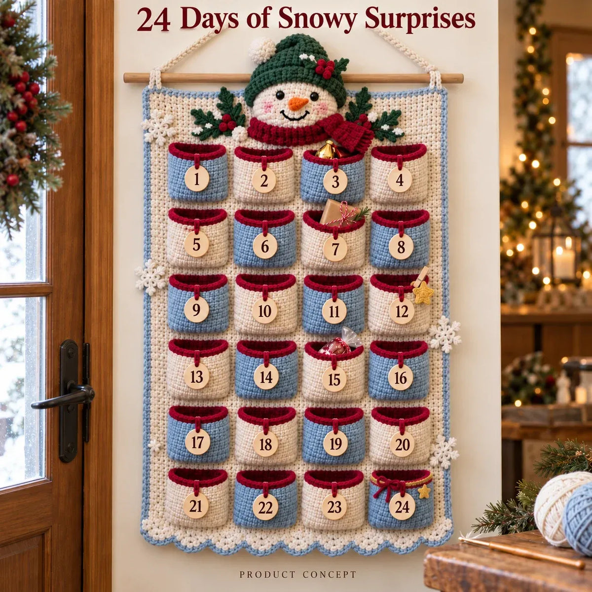 DIY Crochet Advent Calendar Kit | 24 Refillable Pockets