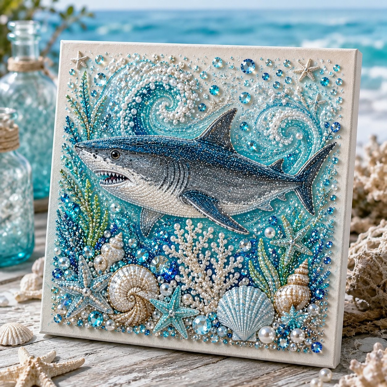 Ocean Theme Pearl Art DIY Kit – Relaxing DIY Craft to Create Stunning Coastal Artwork