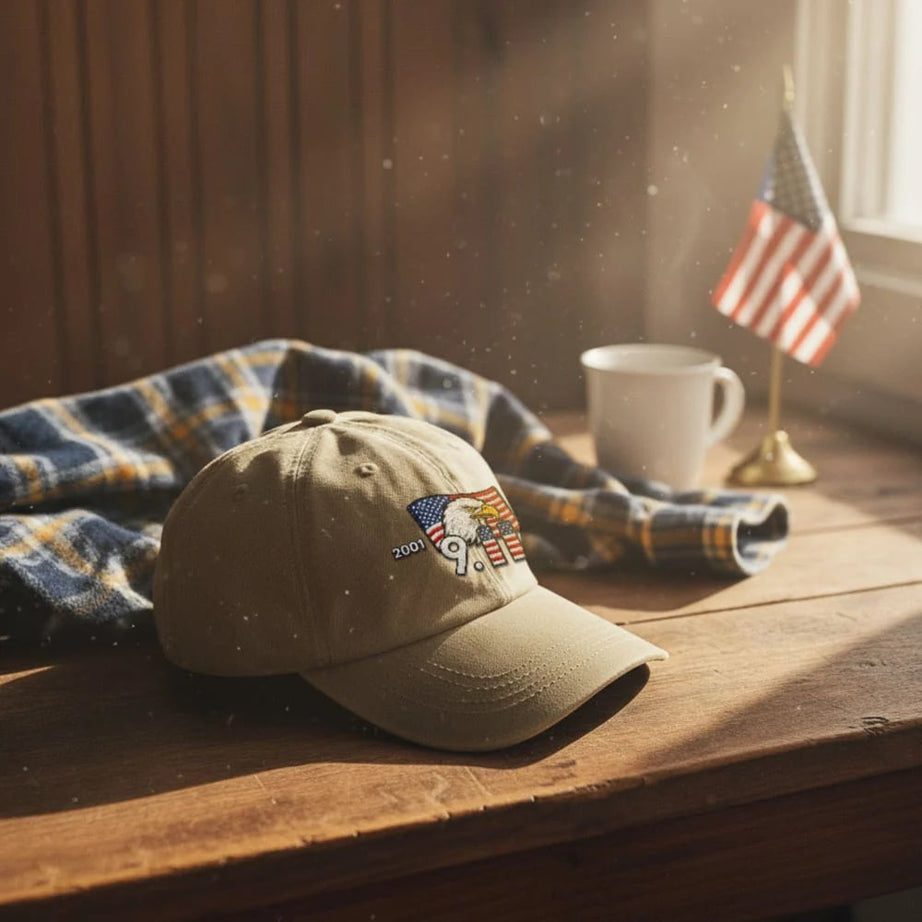 911 Patriot Day 25th Anniversary Washed Cap Embroidered Eagle American Flag