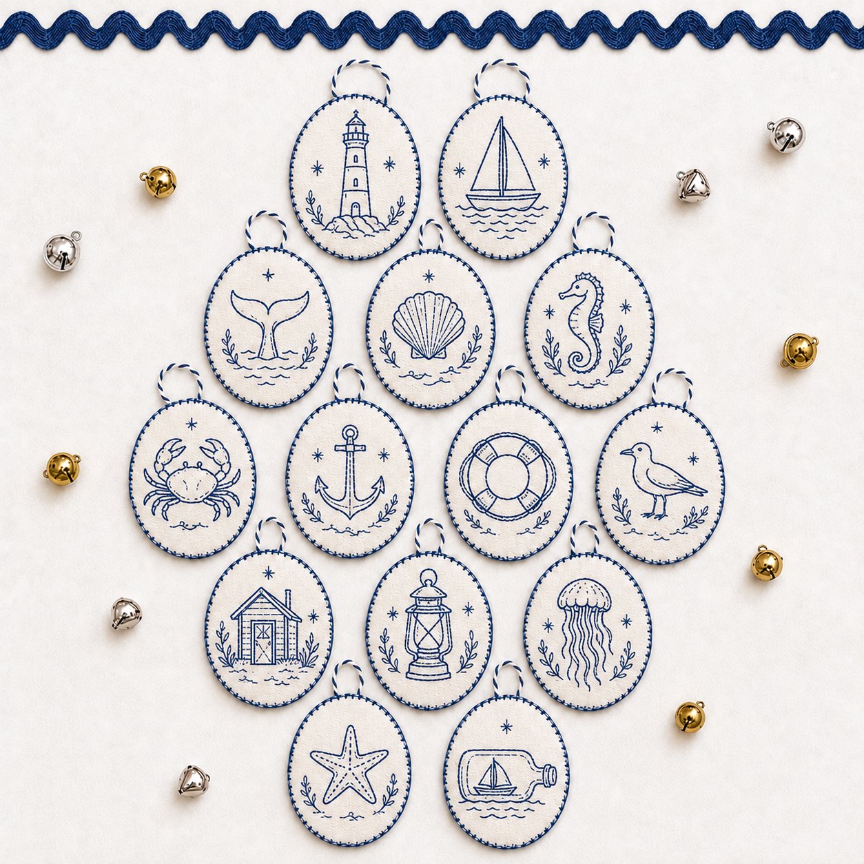 Beginner-Friendly DIY Heirloom Oval Embroidery Ornament Kit Collection