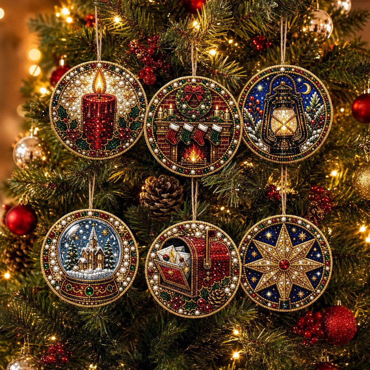 Christmas Wooden Ornaments DIY Pearls Diamond Painting Kit
