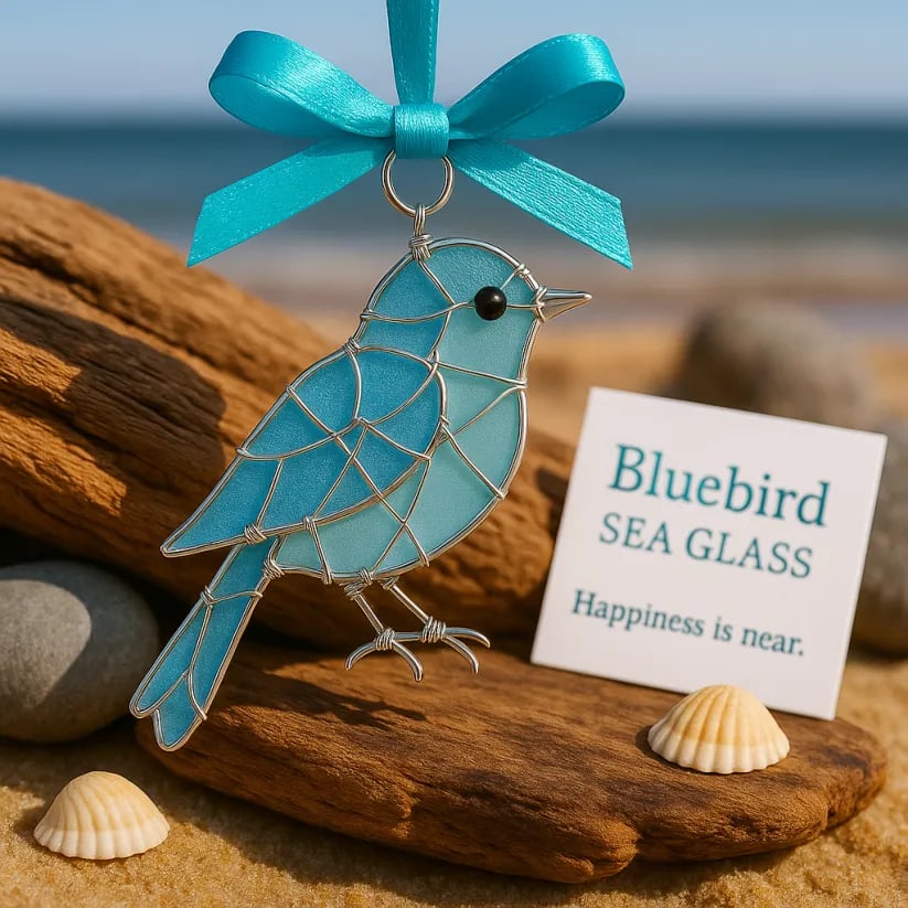 Christmas Handmade Sea Glass Acrylic Bird Ornament