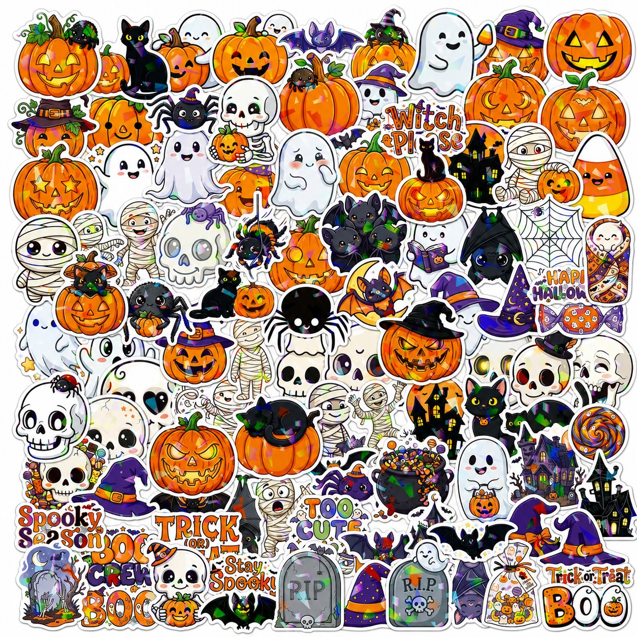 Holographic Halloween Sticker Pack — Add Spooky Sparkle Everywhere!