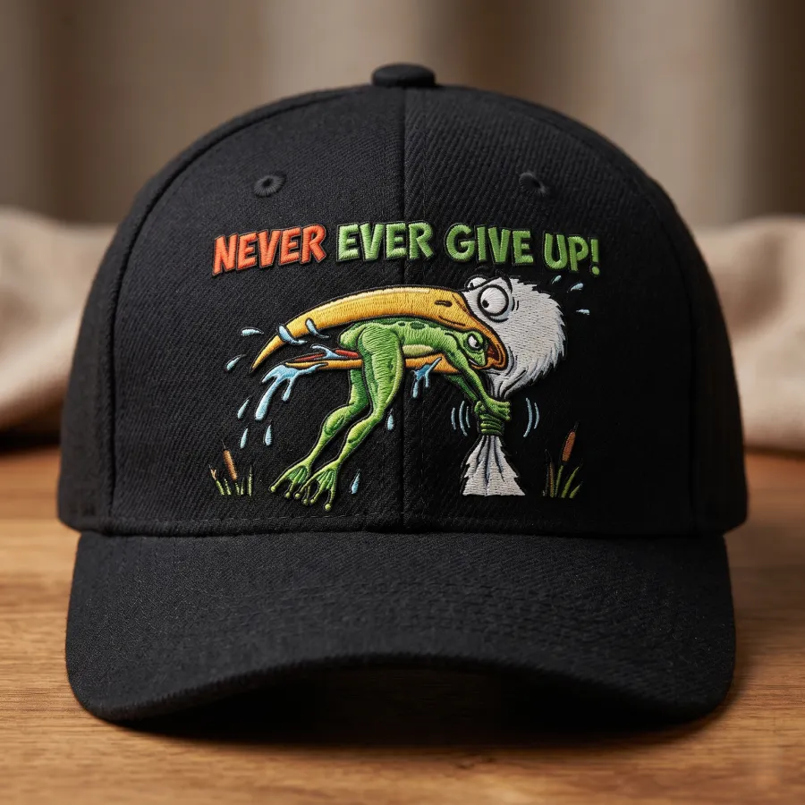 Funny Frog Never Ever Give Up Resilience Hat