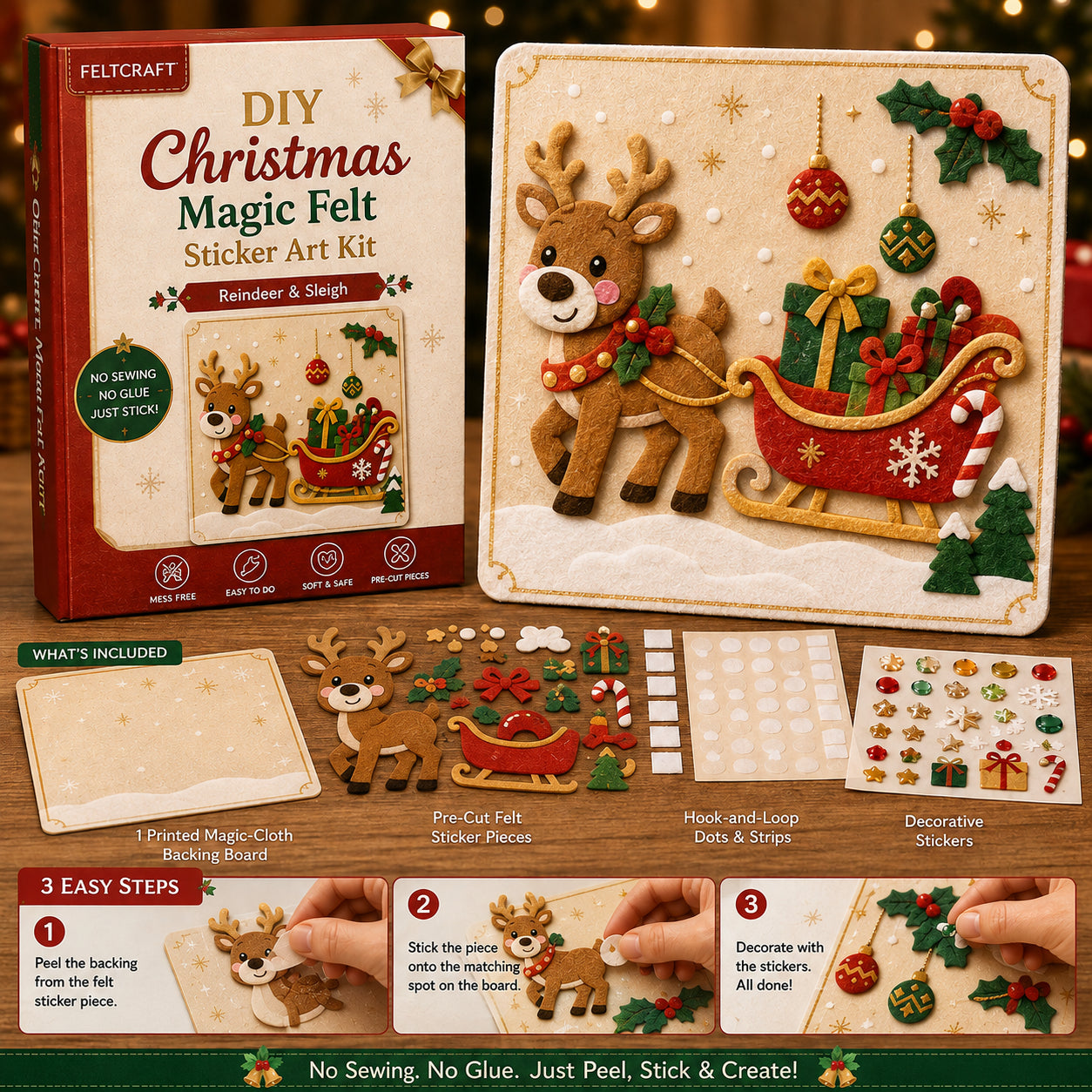 DIY Christmas Magic Felt Sticker Art Kit