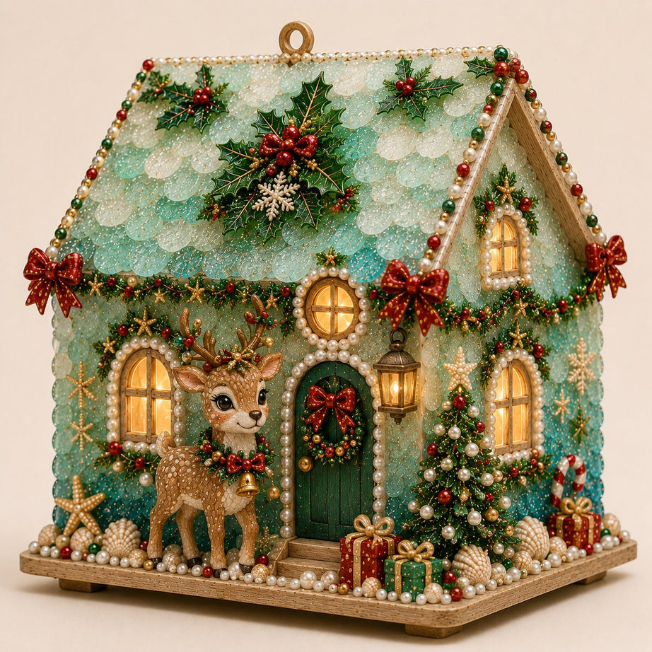 Beginner-Friendly DIY Glowing Coastal Glass-Style Christmas Cottage Kit Collection