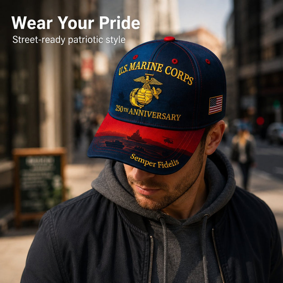 U.S. Marine Corps 250th Anniversary Commemorative Embroidered Cap