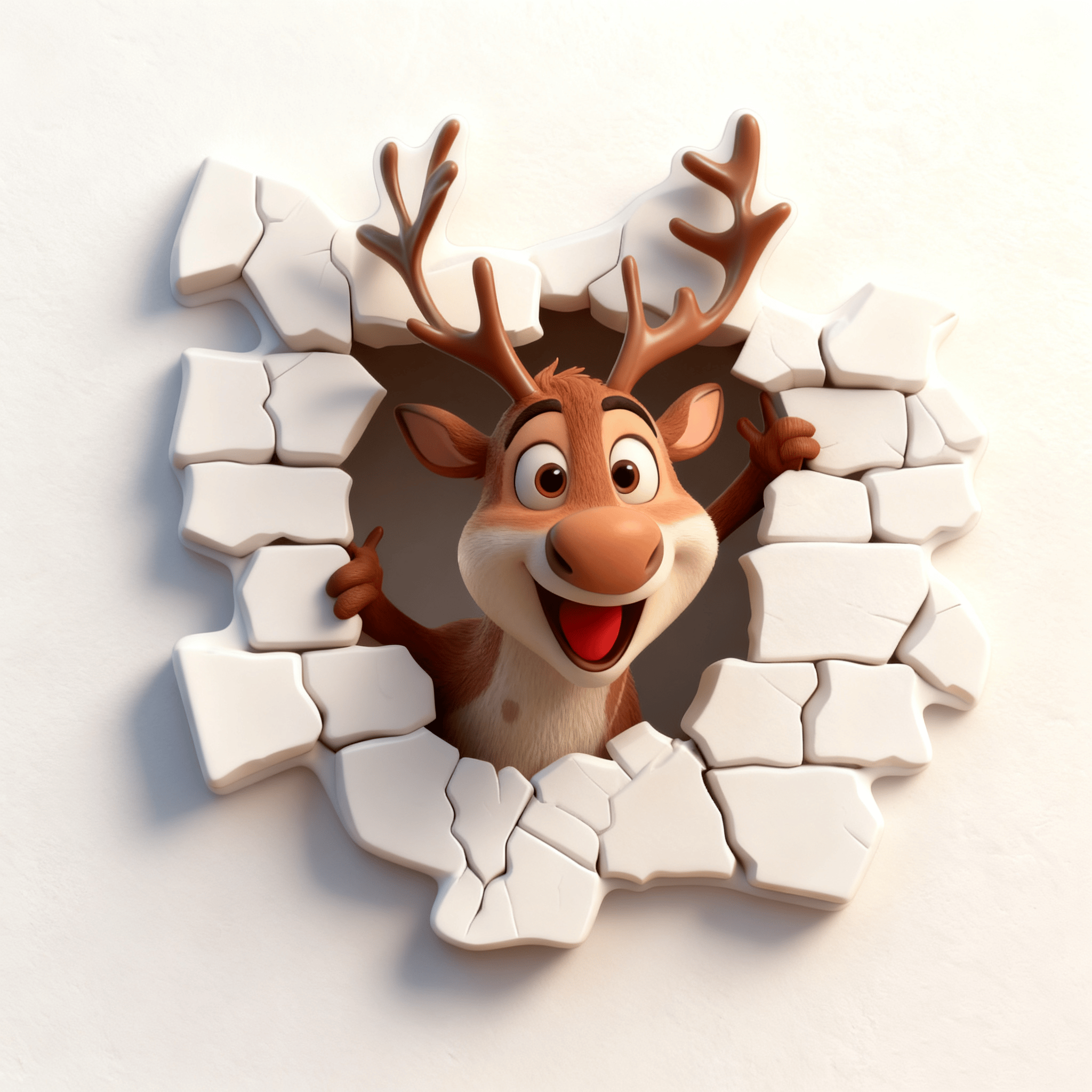 Santa Claus Breaking Through The Wall Sticker, 3D Removable PVC Christmas Decal