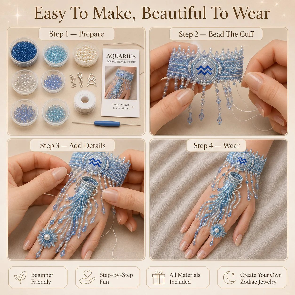 Zodiac DIY Beaded Hand Bracelet Kit