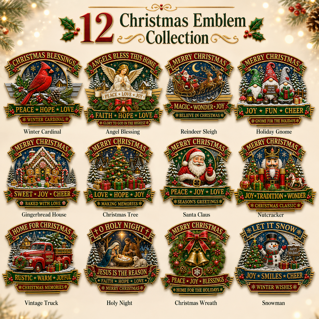 Christmas Vintage Metal Car Emblem