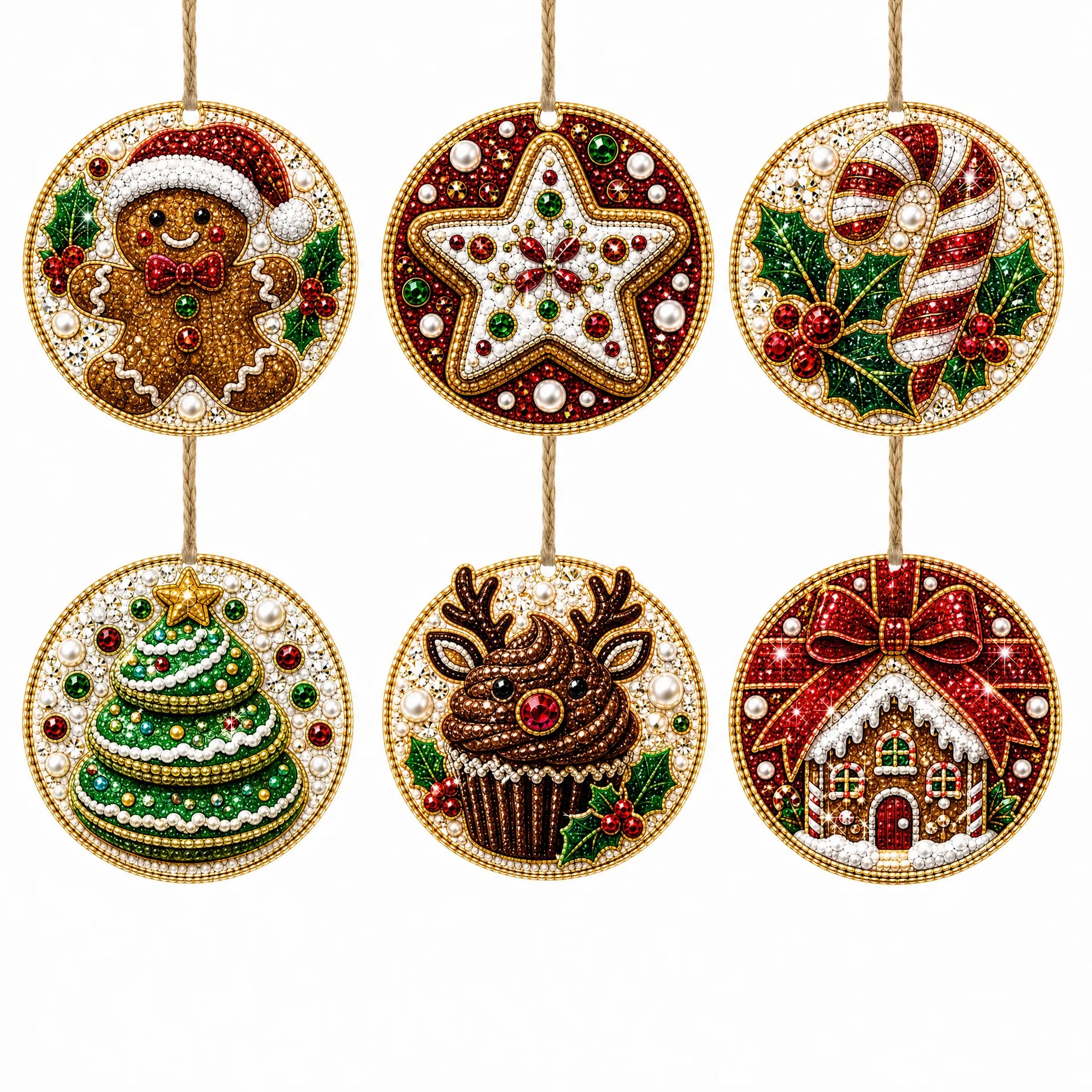 Christmas Wooden Ornaments DIY Pearls Diamond Painting Kit Rhinestone Art Pendants
